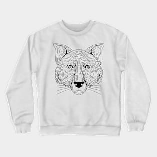 Fox Head Front Drawing Crewneck Sweatshirt